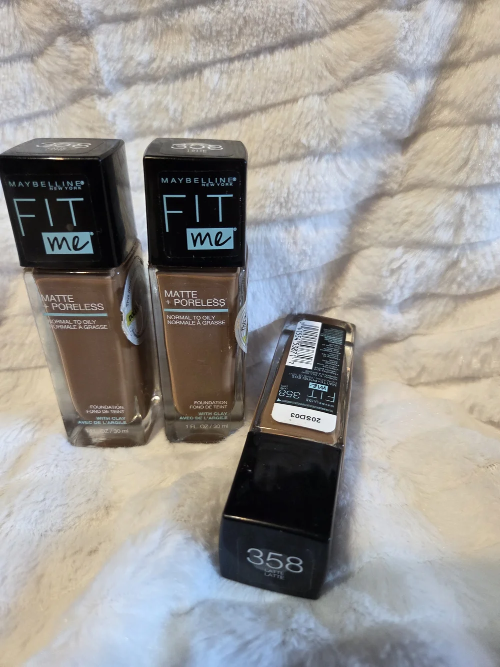Maybelline Fit Me Matte + Poreless Foundation - 358 Latte Lot Of 3